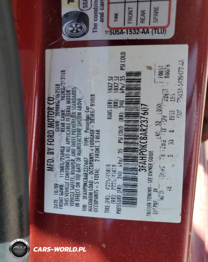 2010 Ford Fusion Sport VIN:3FAHP0KC8AR237607 - 13
