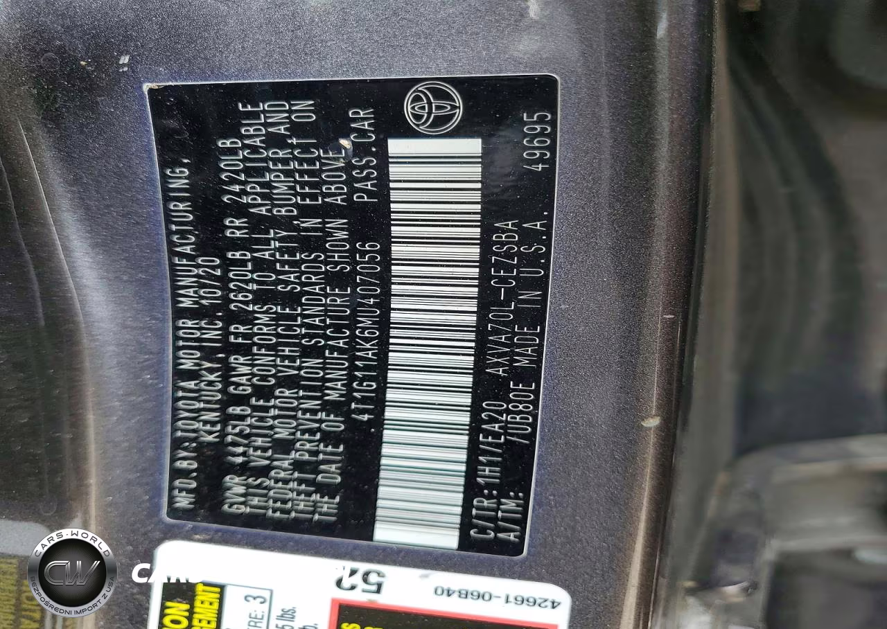 2021 Toyota Camry Se VIN:4T1G11AK6MU407056 - 12