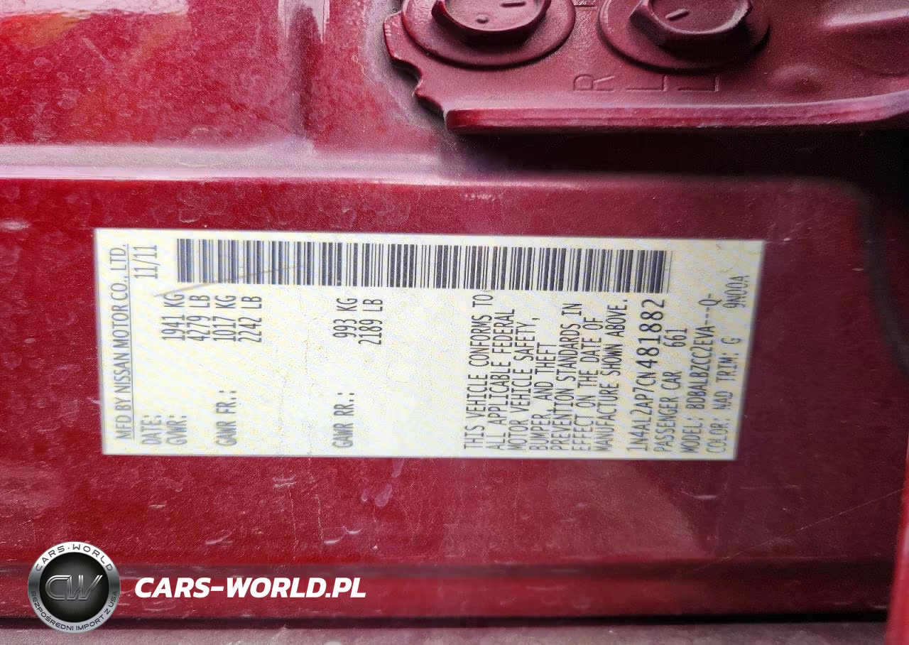 2012 Nissan Altima 2.5 VIN:1N4AL2AP7CN481882 - 13