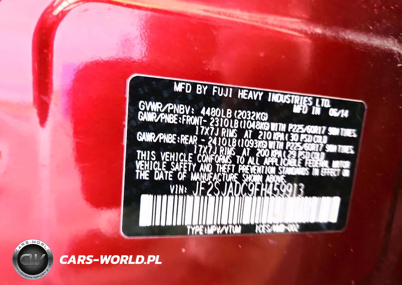 2015 Subaru Forester 2.5I Premium VIN:JF2SJADC9FH459913 - 12