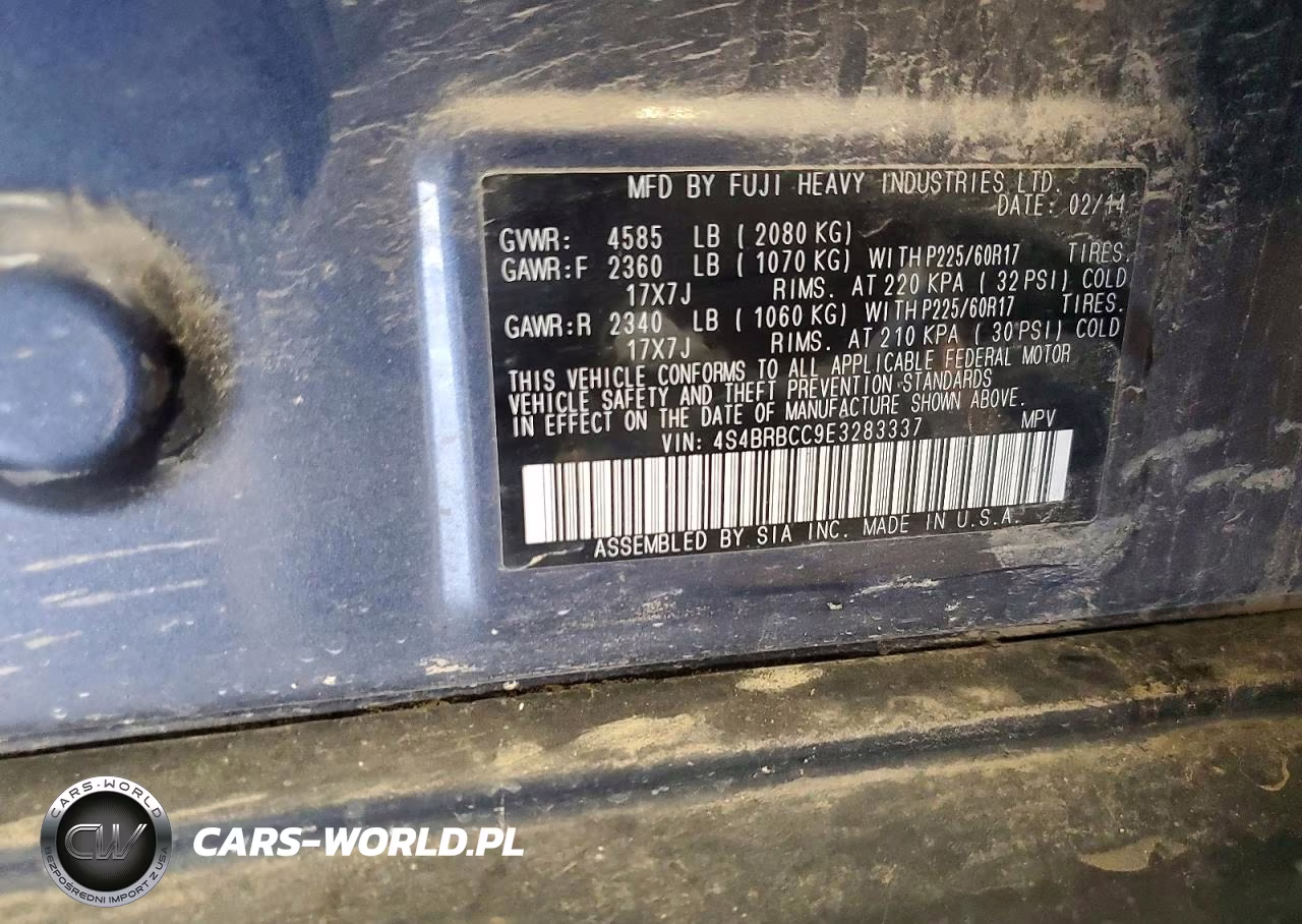 2014 Subaru Outback 2.5I Premium VIN:4S4BRBCC9E3283337 - 13