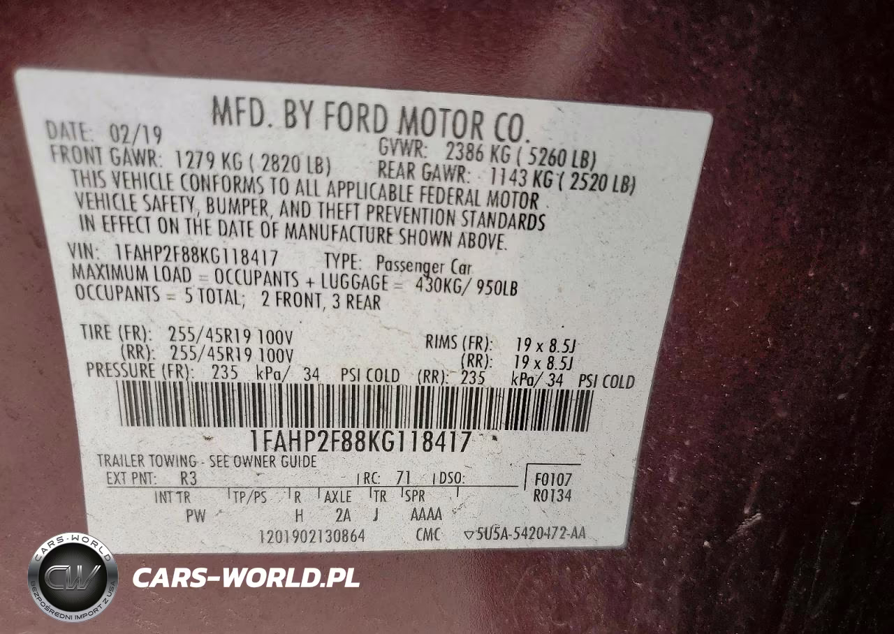 2019 Ford Taurus Limited VIN:1FAHP2F88KG118417 - 12