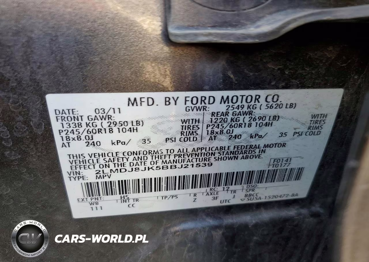 2011 Lincoln Mkx VIN:2LMDJ8JK5BBJ21539 - 13
