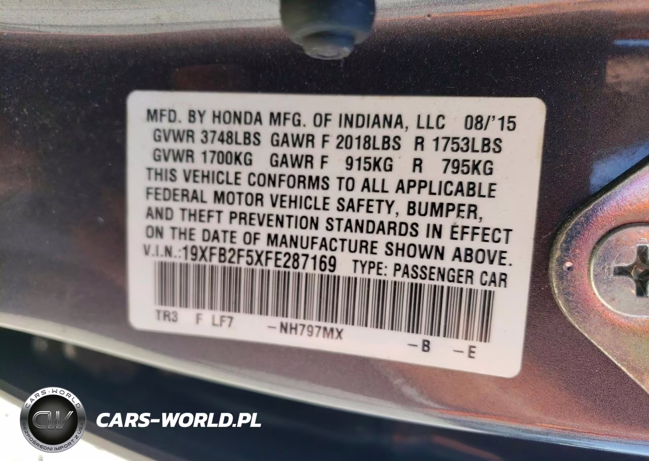 2015 Honda Civic Lx VIN:19XFB2F5XFE287169 - 12