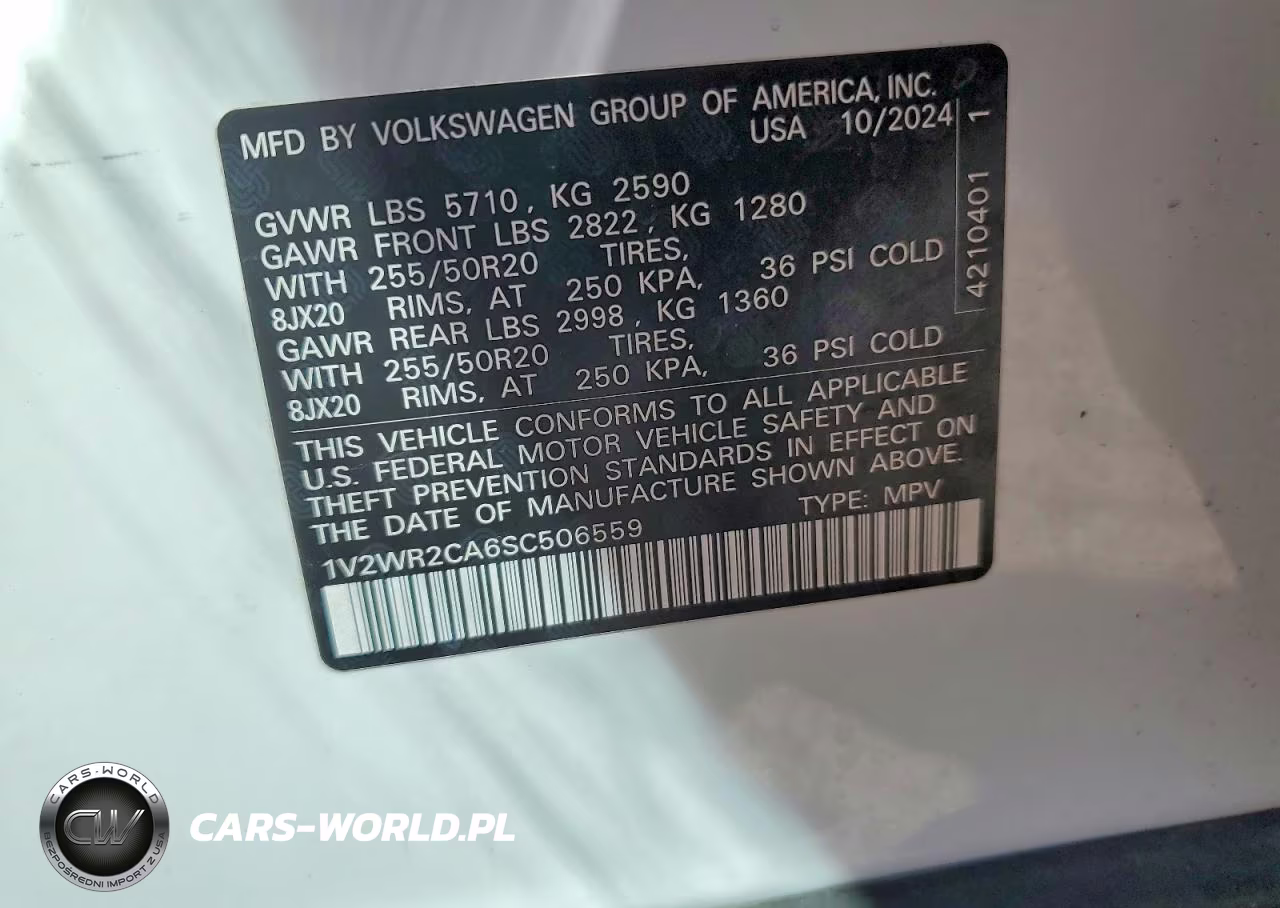 2025 Volkswagen Atlas Se VIN:1V2WR2CA6SC506559 - 13