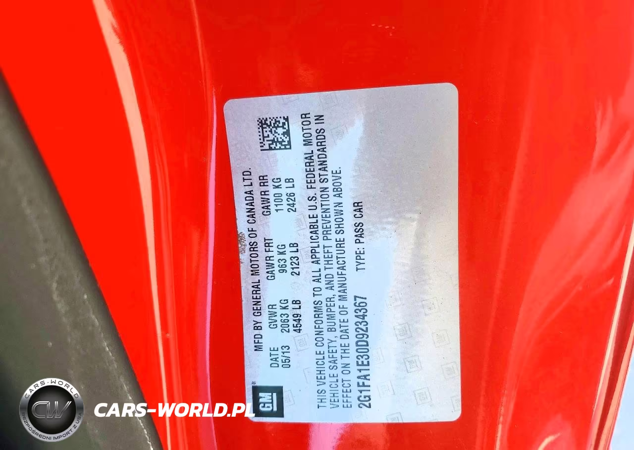 2013 Chevrolet Camaro Ls VIN:2G1FA1E30D9234367 - 13