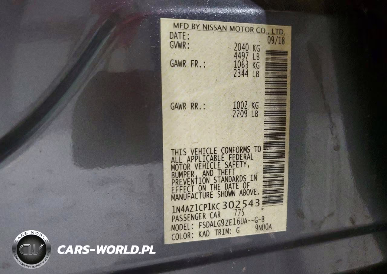 2019 Nissan Leaf Sl VIN:1N4AZ1CP1KC302543 - 12