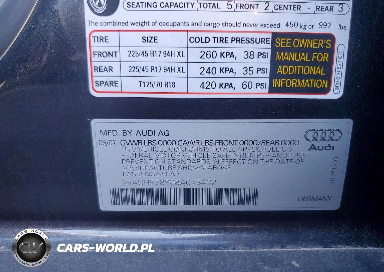 AUDI A3 2.0 VIN:WAUHF78P08A073402 - 12