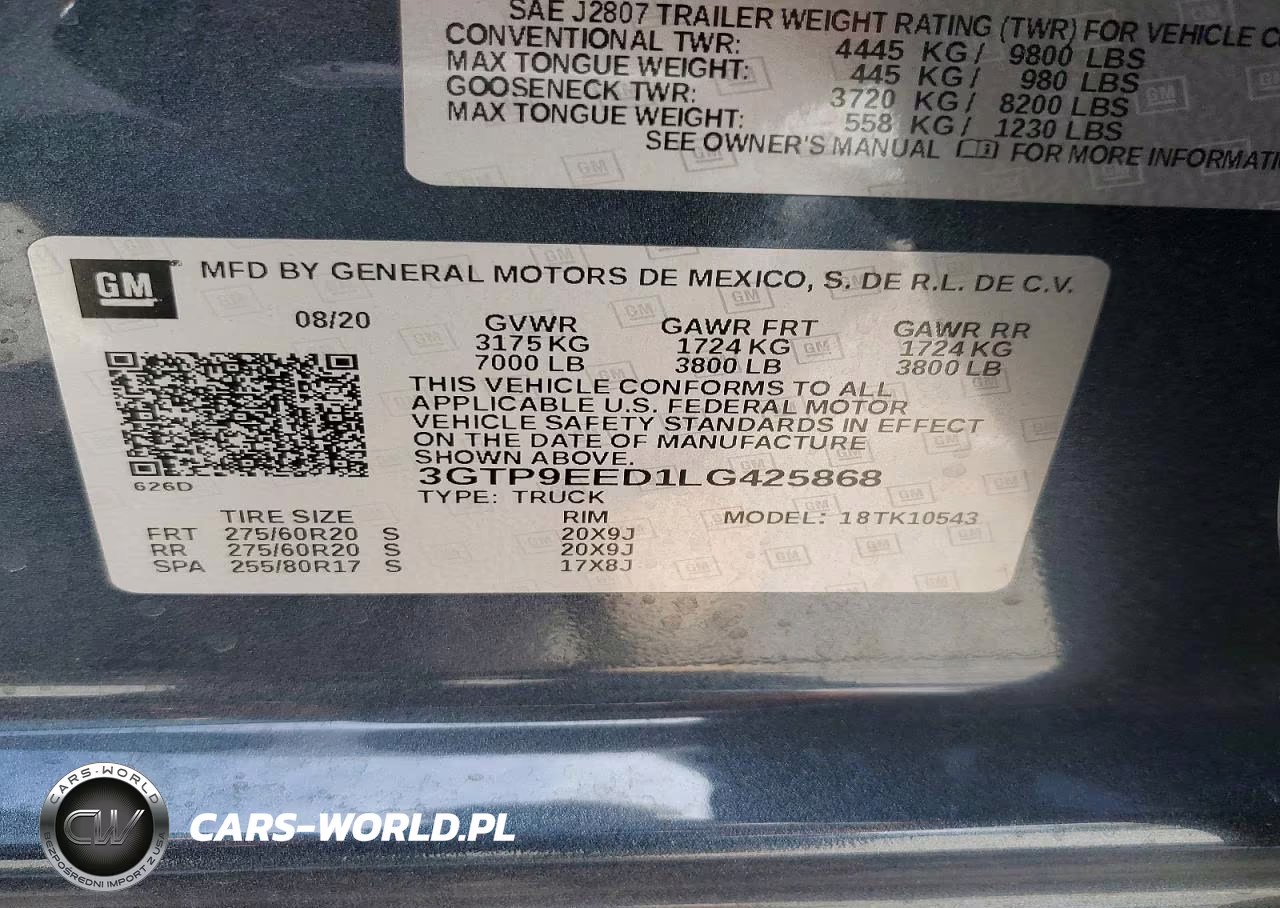 2020 GMC Sierra K1500 At4 VIN:3GTP9EED1LG425868 - 12