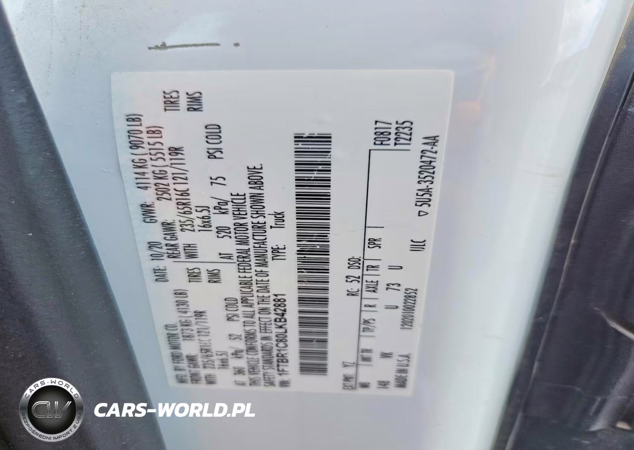 2020 Ford Transit 250 Delivery Van VIN:1FTBR1C80LKB42881 - 13