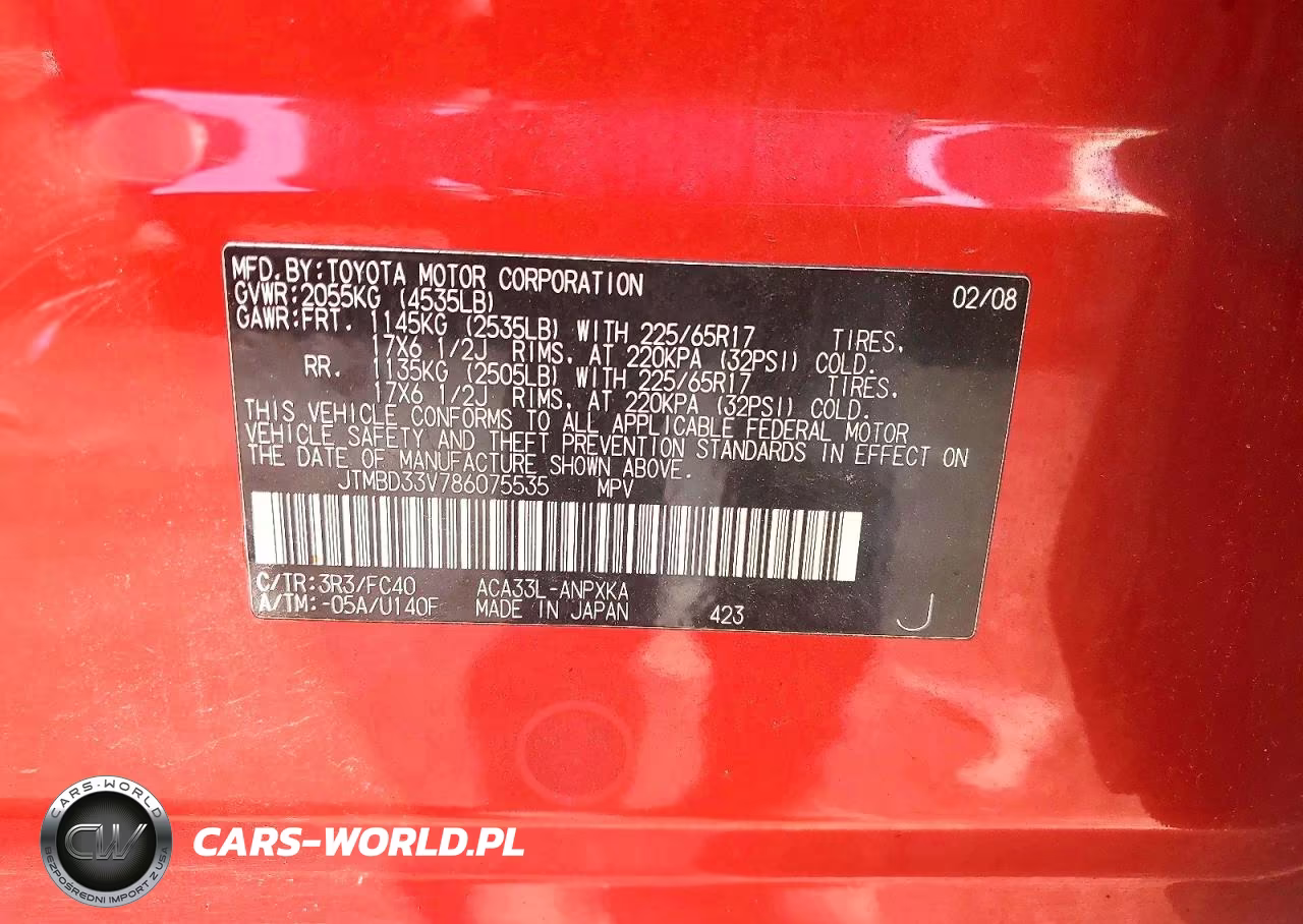 2008 Toyota Rav4 Base VIN:JTMBD33V786075535 - 13