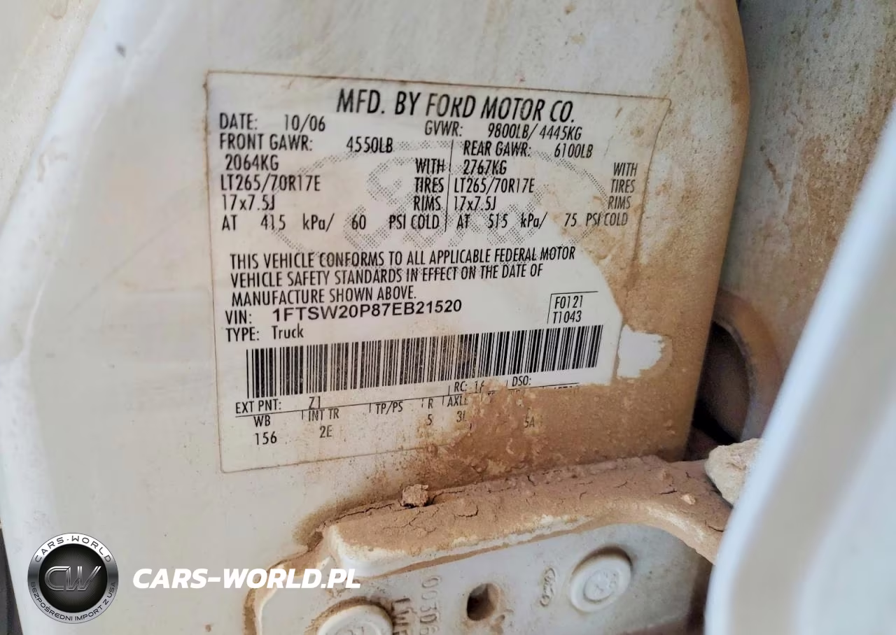 2007 Ford F250 Super Duty VIN:1FTSW20P87EB21520 - 12