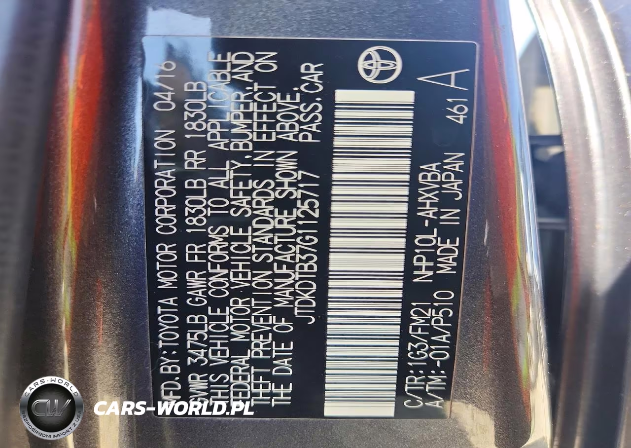 2016 Toyota Prius C Two VIN:JTDKDTB37G1125717 - 12
