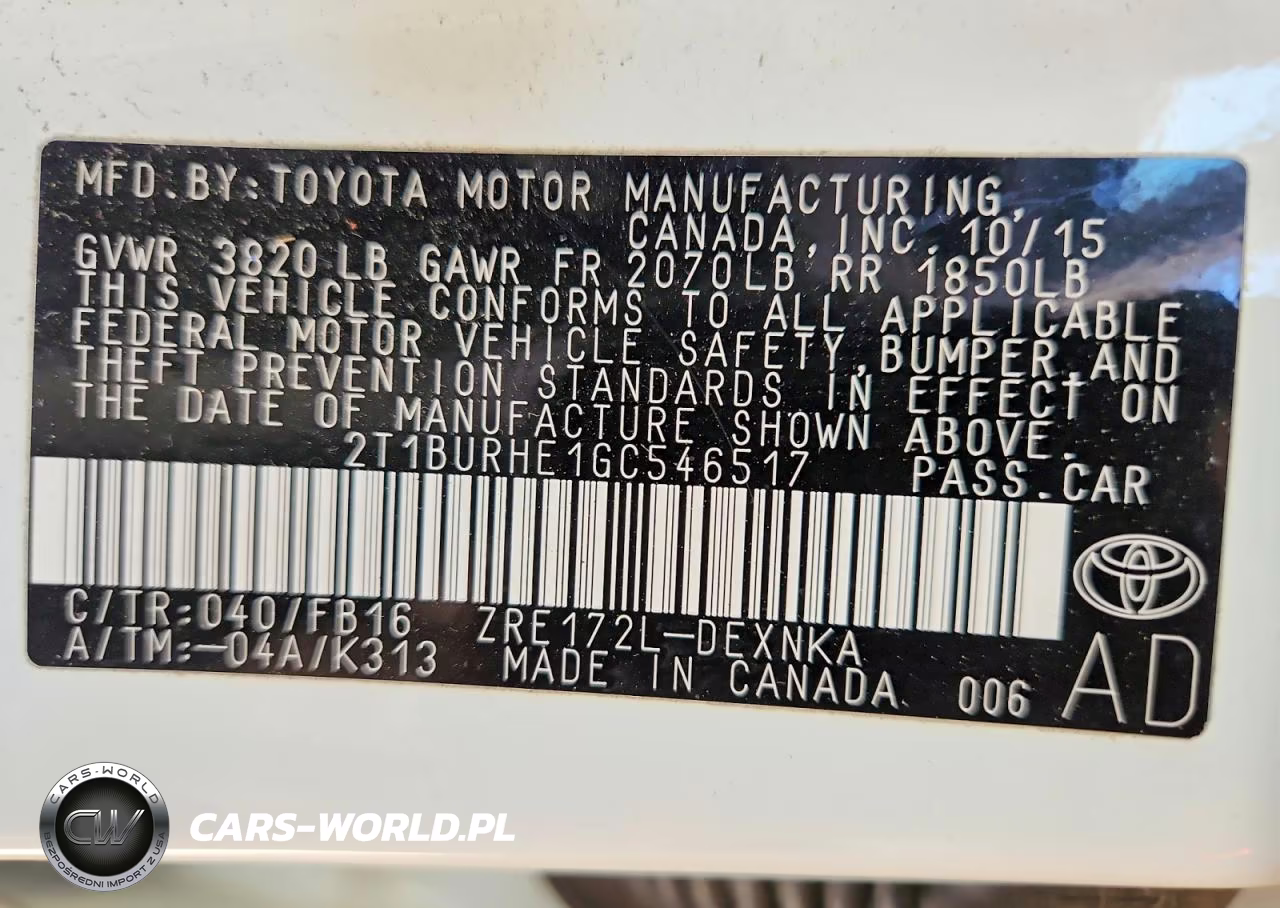 2016 Toyota Corolla Le VIN:2T1BURHE1GC546517 - 13