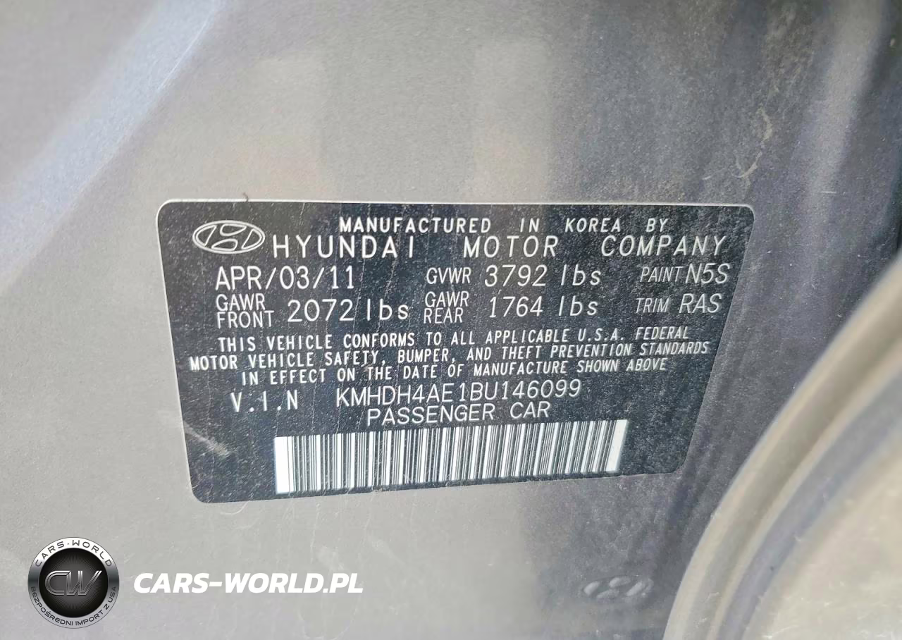 2011 Hyundai Elantra Limited VIN:KMHDH4AE1BU146099 - 12