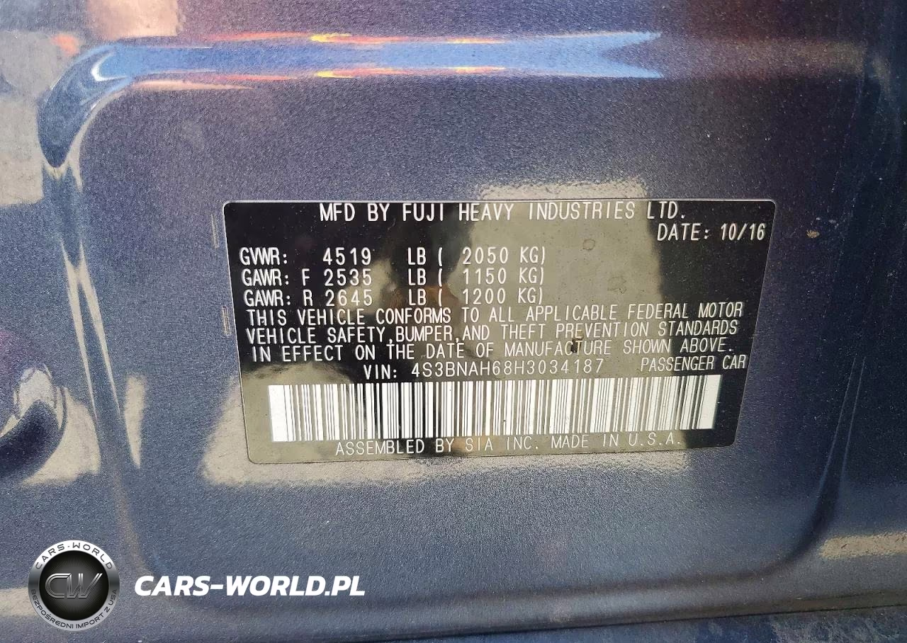 2017 Subaru Legacy 2.5I Premium VIN:4S3BNAH68H3034187 - 12