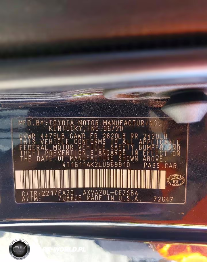 2020 Toyota Camry Se VIN:4T1G11AK2LU969910 - 12