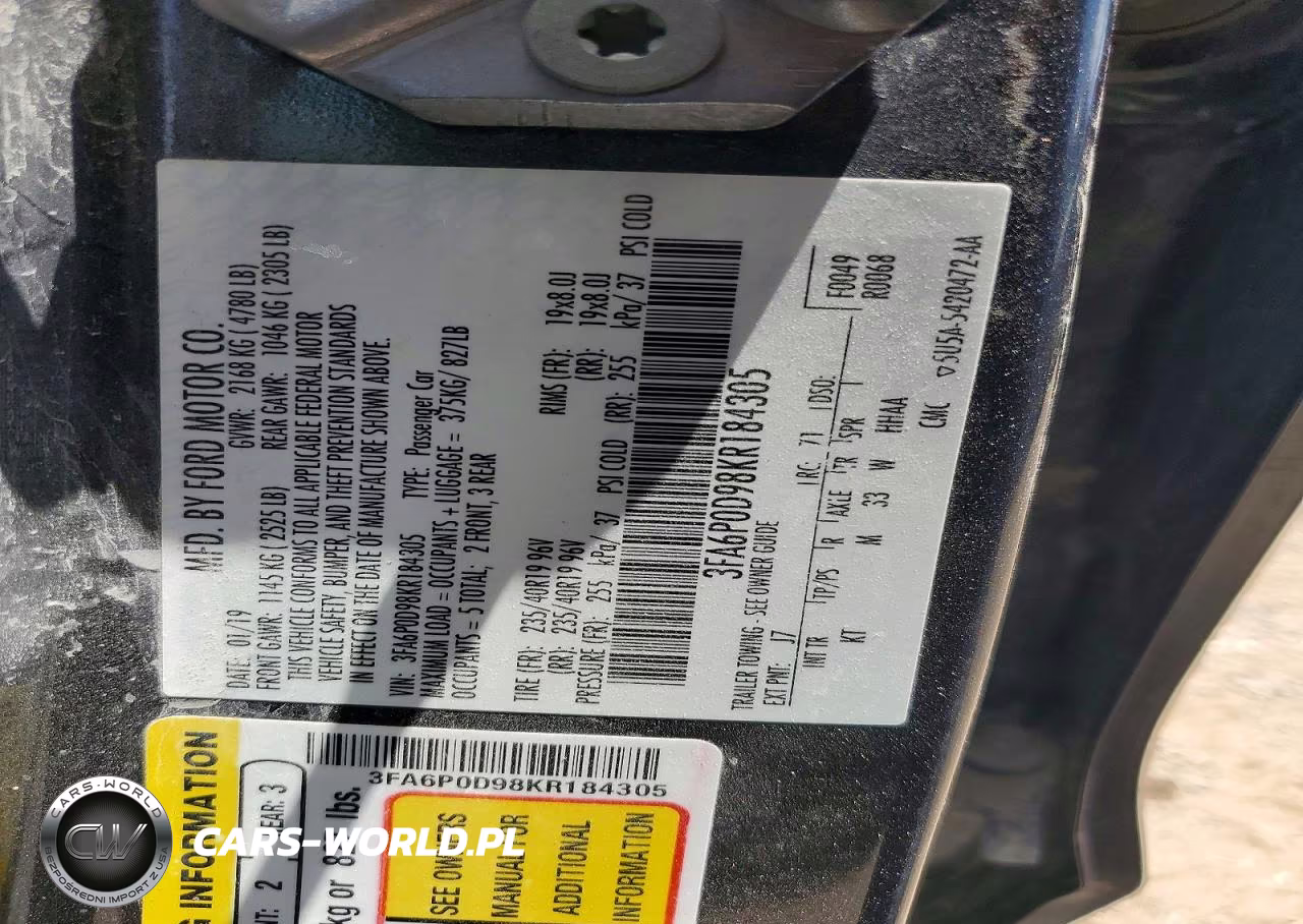 2019 Ford Fusion VIN:3FA6P0D98KR184305 - 12