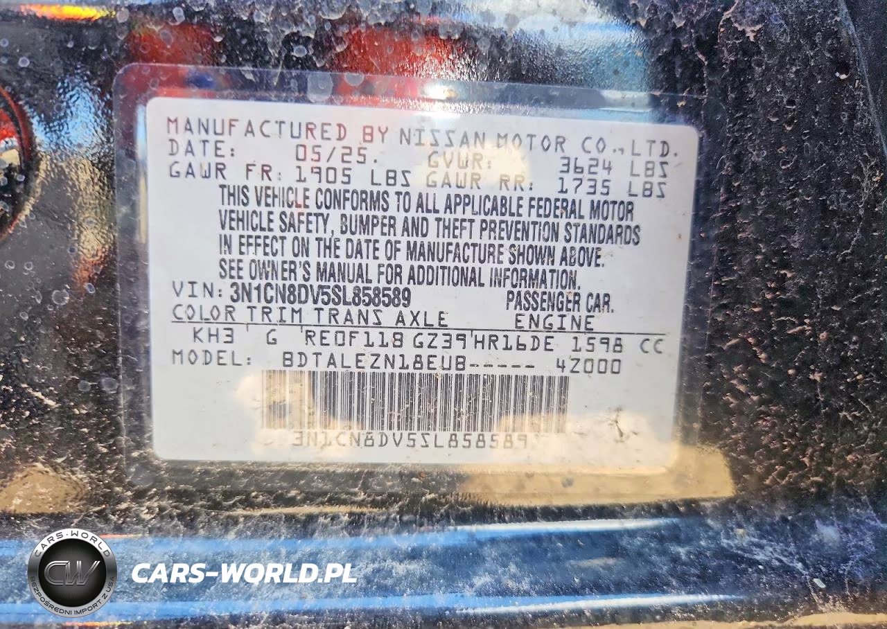 2025 Nissan Versa S VIN:3N1CN8DV5SL858589 - 12