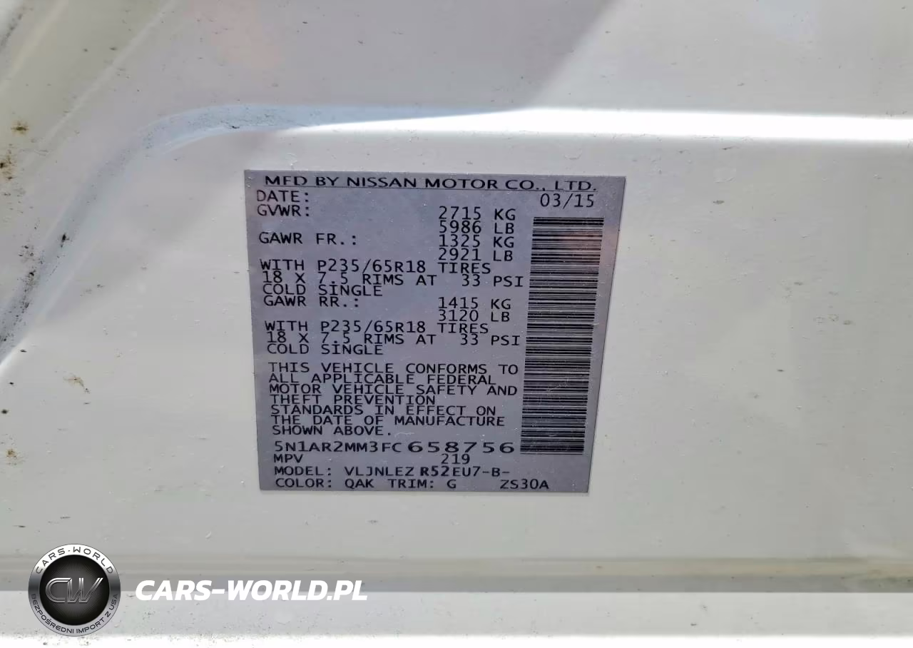 2015 Nissan Pathfinder Sv VIN:5N1AR2MM3FC658756 - 13