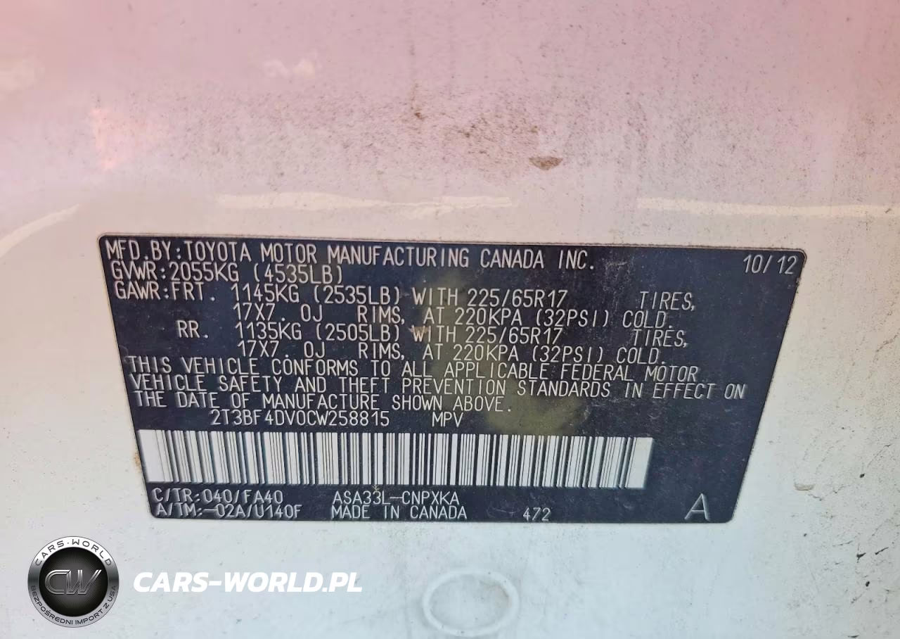 2012 Toyota Rav4 Base VIN:2T3BF4DV0CW258815 - 13