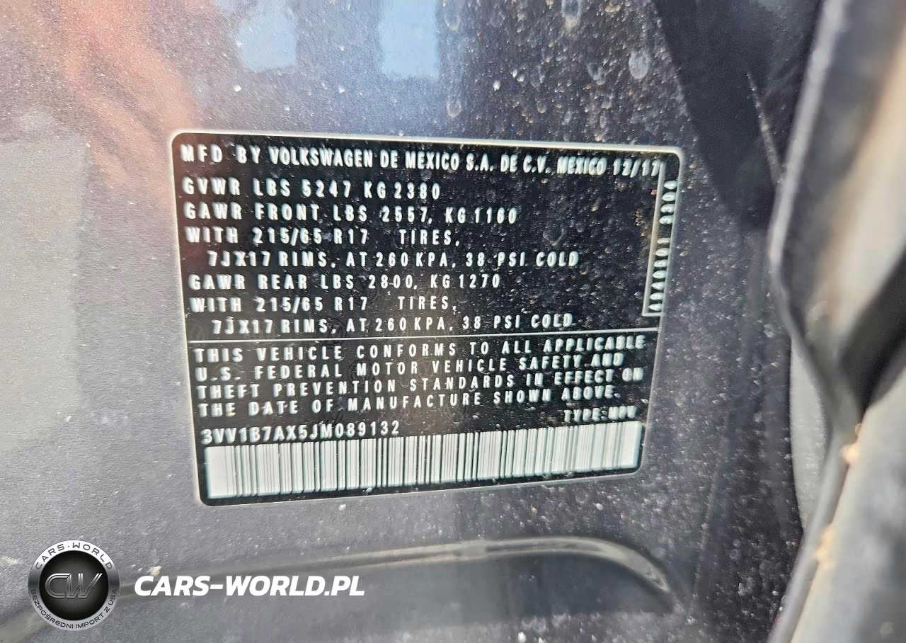 2018 Volkswagen Tiguan S VIN:3VV1B7AX5JM089132 - 14