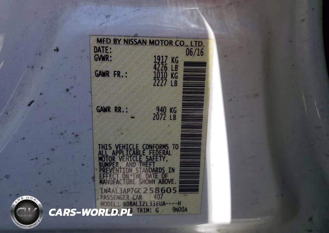 2016 Nissan Alitma VIN:1N4AL3AP7GC258605 - 12