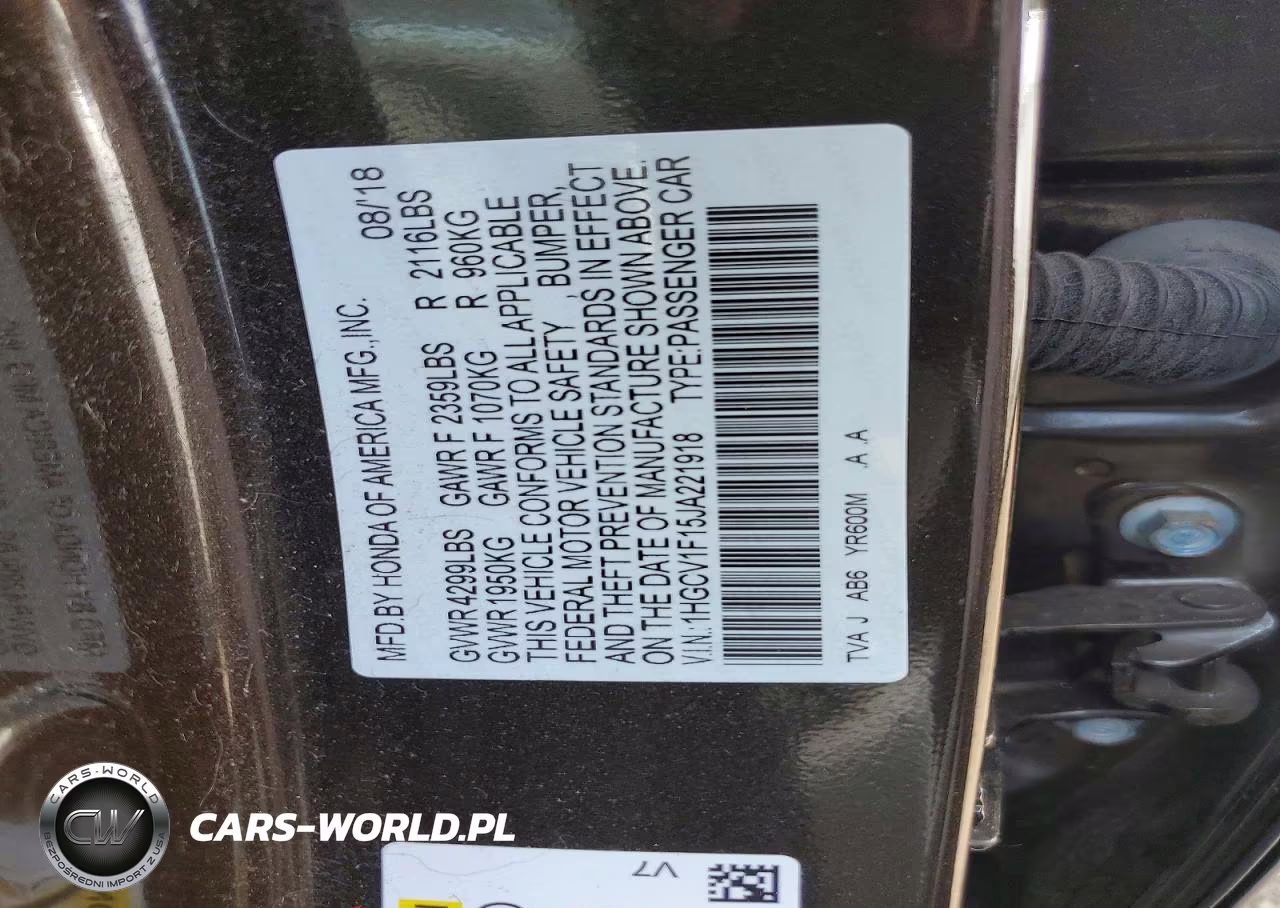 2018 Honda Accord Lx VIN:1HGCV1F15JA221918 - 12