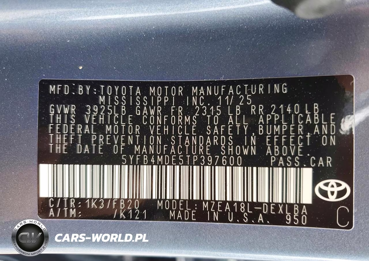 2026 Toyota Corolla Le VIN:5YFB4MDE5TP397600 - 13