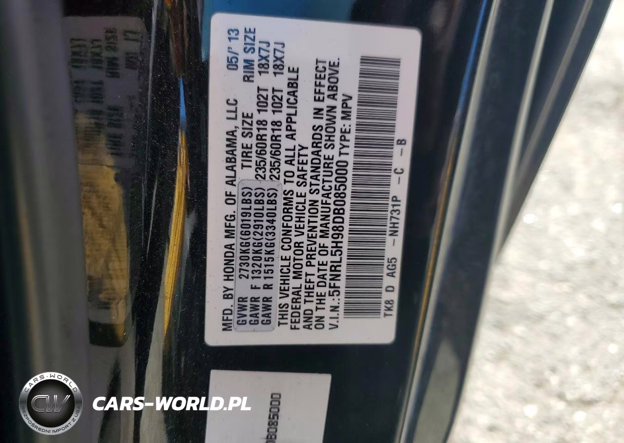 2013 Honda Odyssey Touring VIN:5FNRL5H98DB085000 - 13