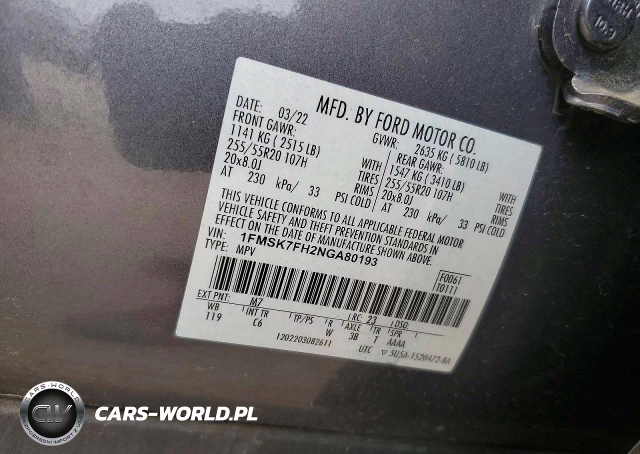2022 Ford Explorer Limited VIN:1FMSK7FH2NGA80193 - 13