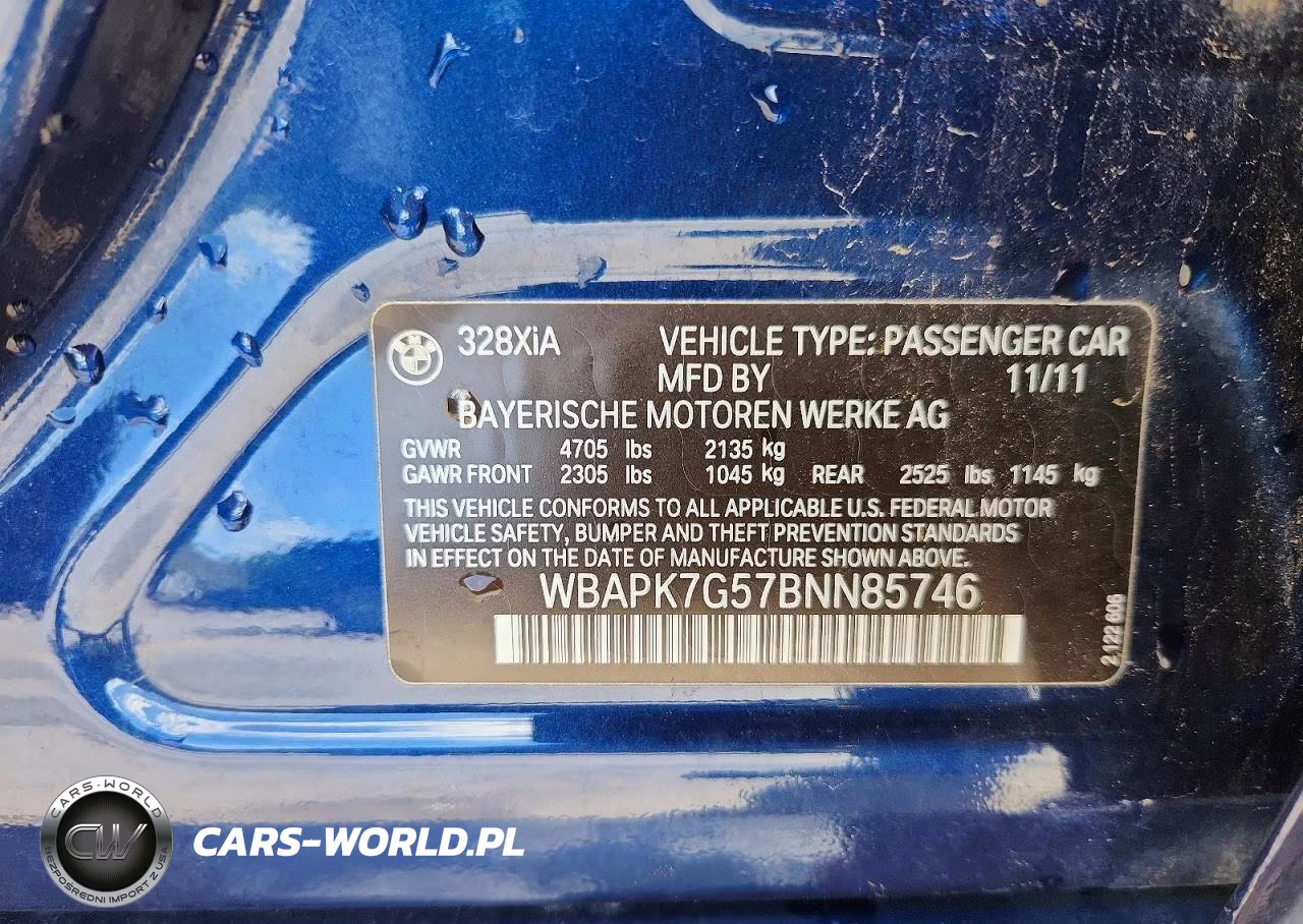 2011 BMW 328 Xi VIN:WBAPK7G57BNN85746 - 12