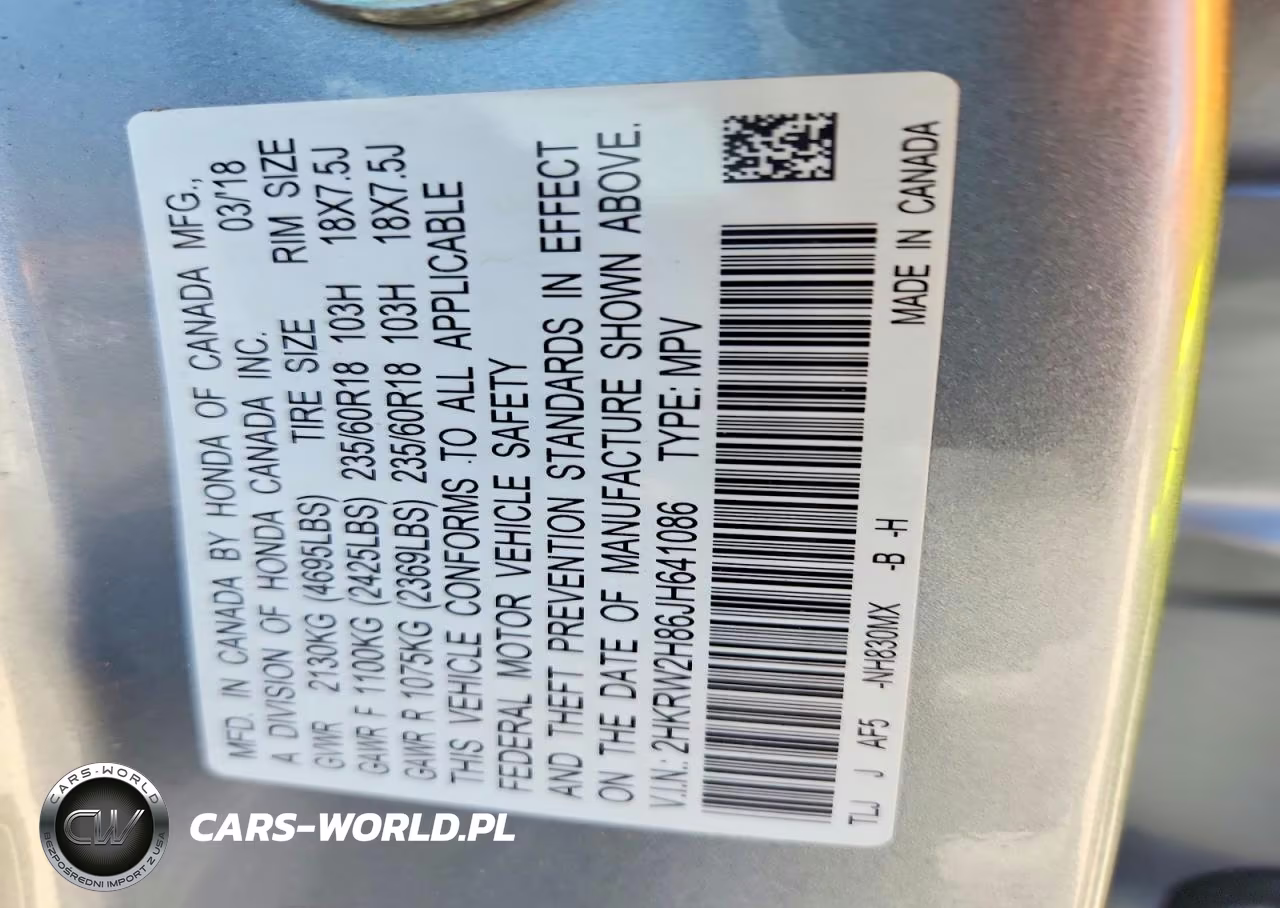 2018 Honda Cr-V Exl VIN:2HKRW2H86JH641086 - 13
