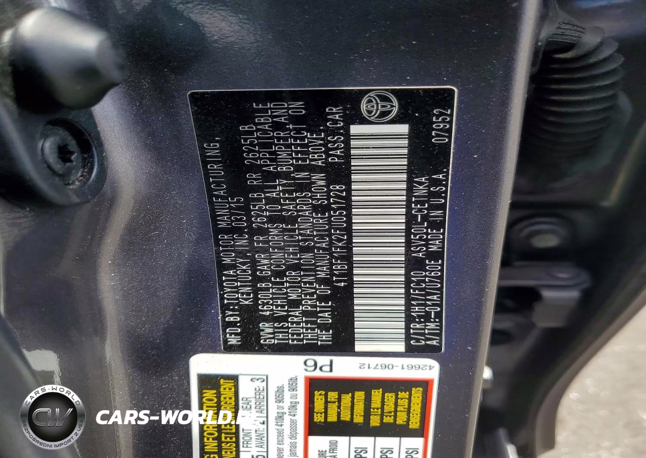 2015 Toyota Camry Le VIN:4T1BF1FK2FU051728 - 12