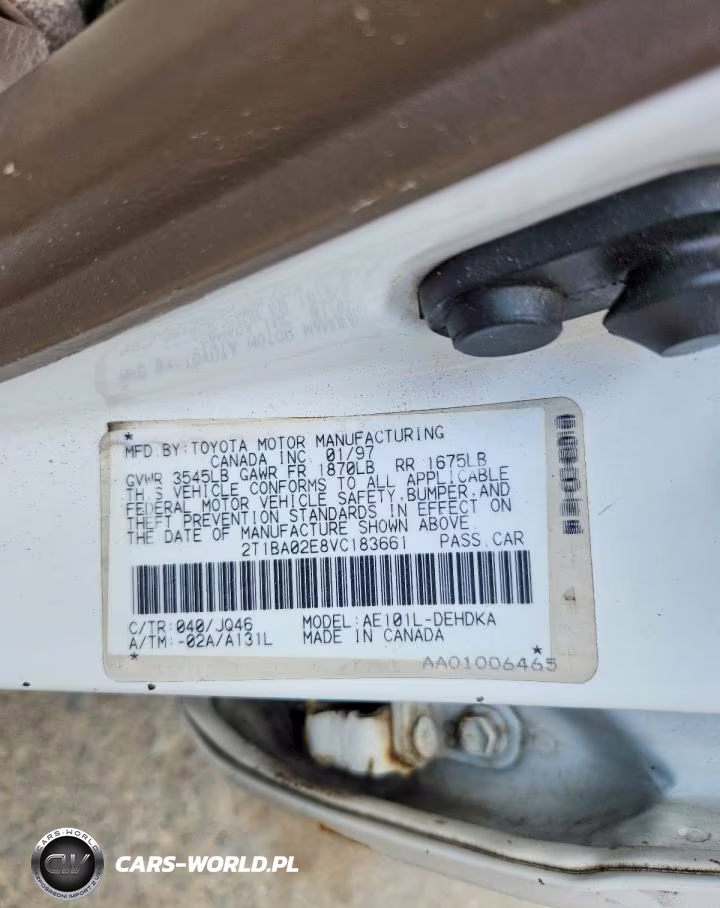 1997 Toyota Corolla Base VIN:2T1BA02E8VC183661 - 12