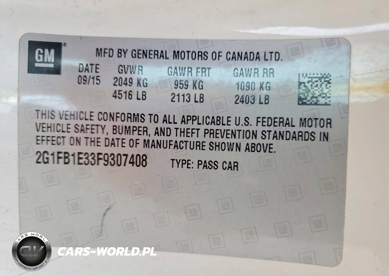 2015 Chevrolet Camaro Ls VIN:2G1FB1E33F9307408 - 12