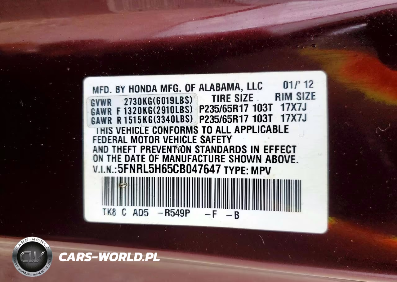 2012 Honda Odyssey Exl VIN:5FNRL5H65CB047647 - 13