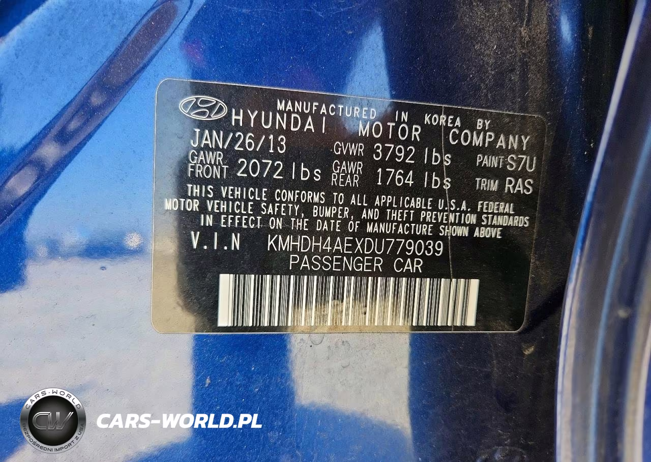 2013 Hyundai Elantra Gls VIN:KMHDH4AEXDU779039 - 13