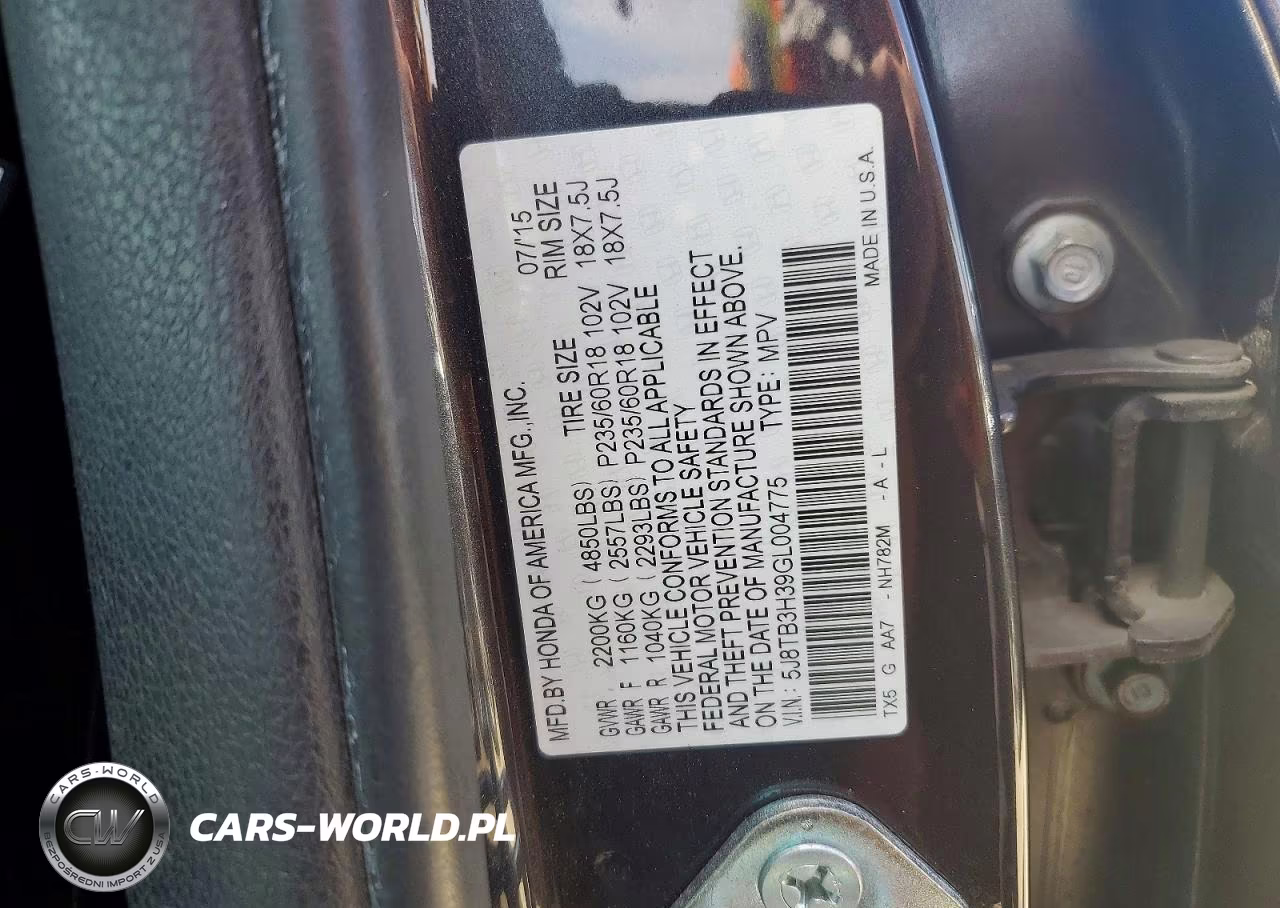 2016 Acura Rdx VIN:5J8TB3H39GL004775 - 13