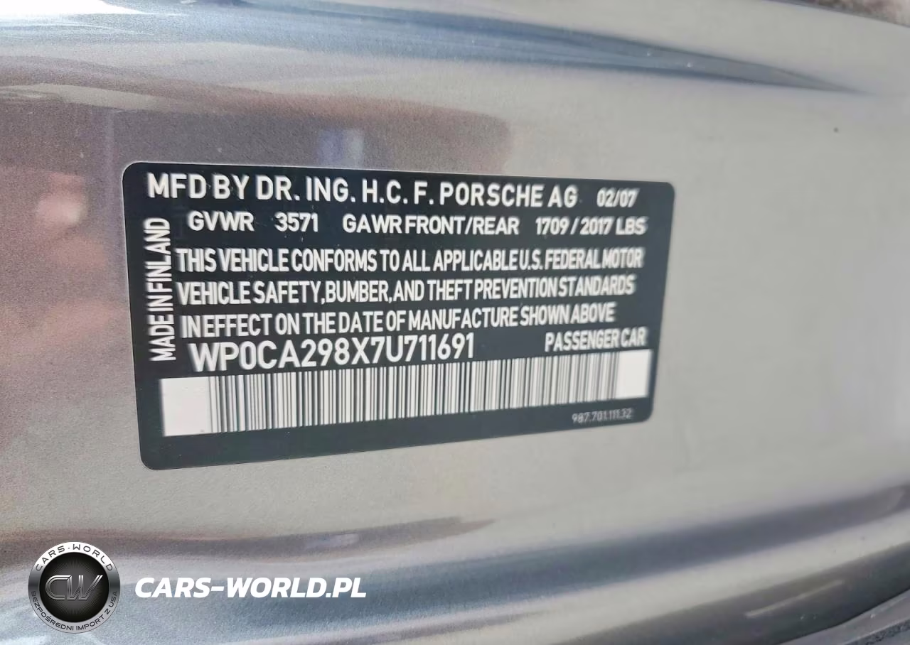 2007 Porsche Boxster VIN:WP0CA298X7U711691 - 12