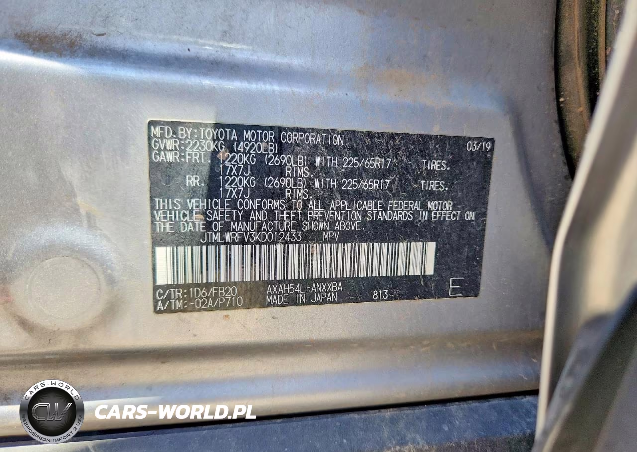 2019 Toyota Rav4 Le VIN:JTMLWRFV3KD012433 - 13