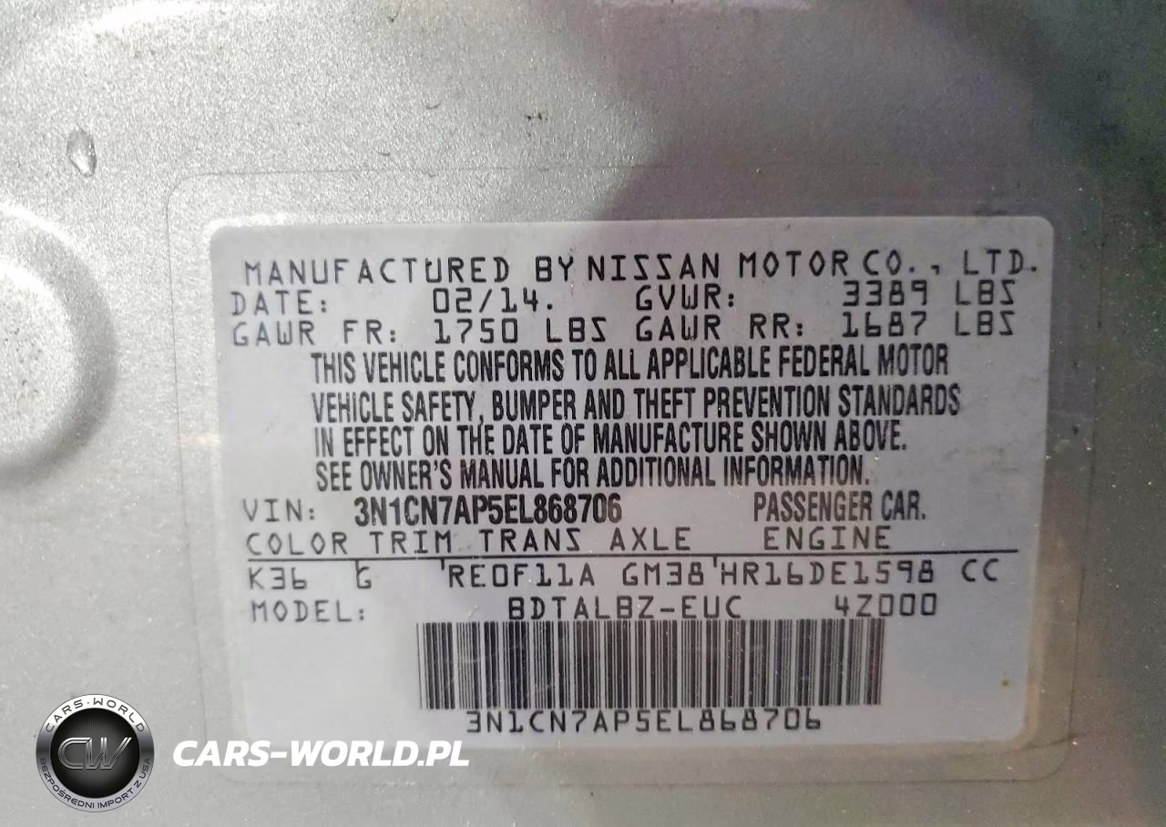 2014 Nissan Versa 1.6 Sv VIN:3N1CN7AP5EL868706 - 12