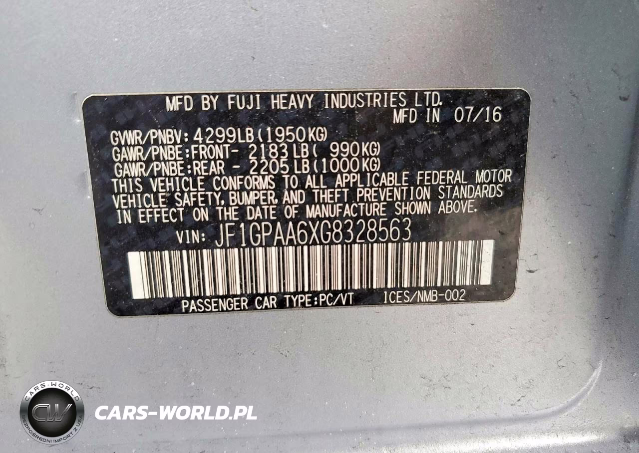 2016 Subaru Impreza VIN:JF1GPAA6XG8328563 - 12