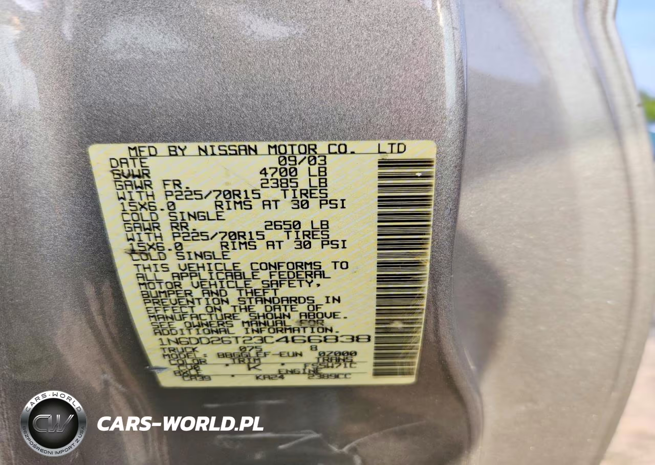 2003 Nissan Frontier King Cab Xe VIN:1N6DD26T23C466838 - 12
