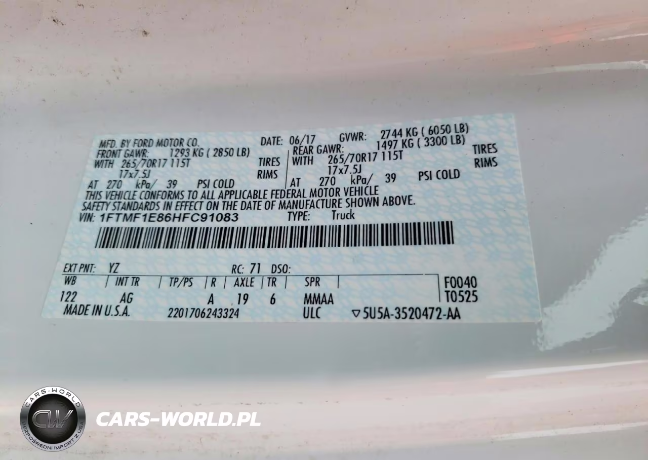 2017 Ford F150 VIN:1FTMF1E86HFC91083 - 12
