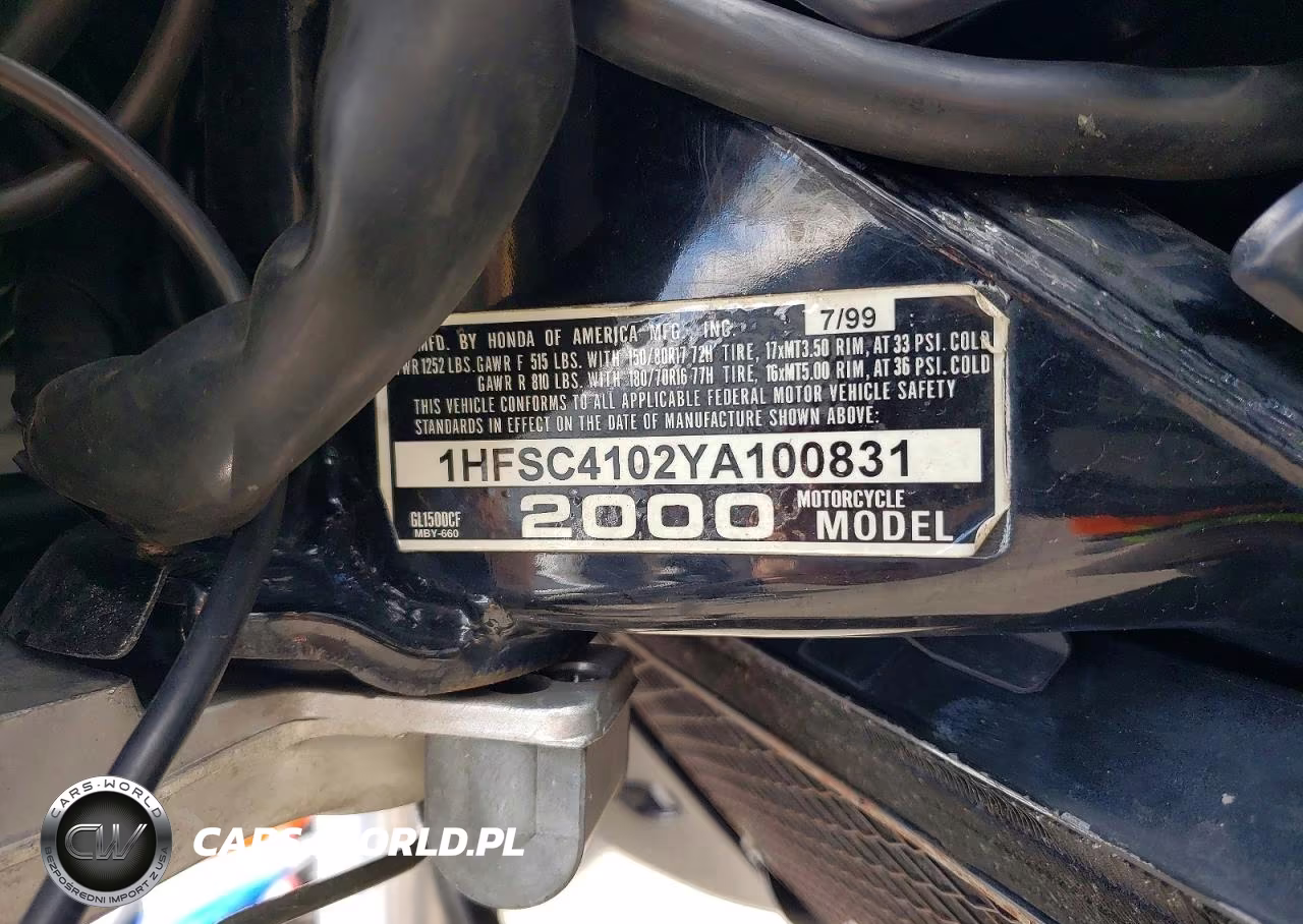 2000 Honda Gl1500 Cf VIN:1HFSC4102YA100831 - 9
