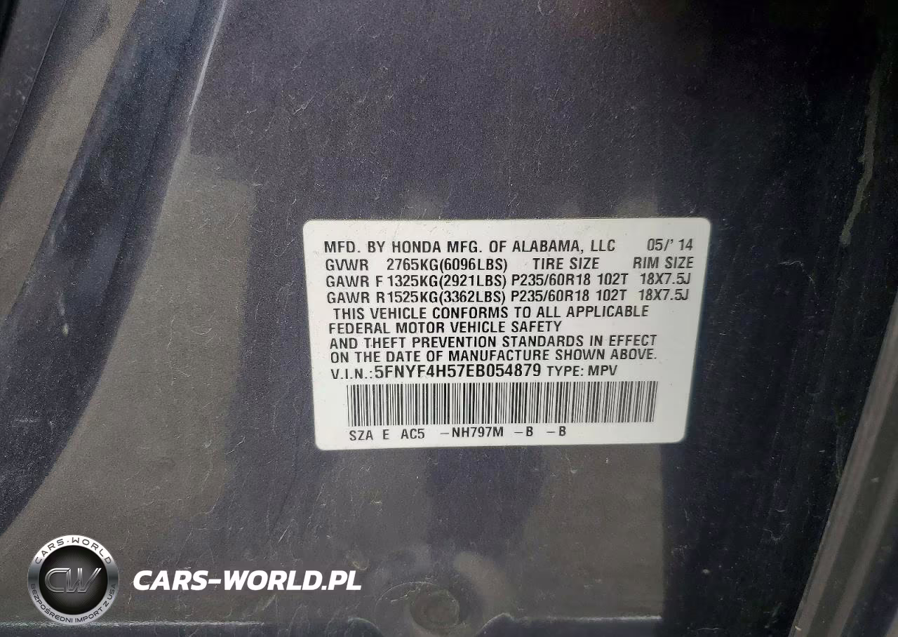 2014 Honda Pilot Exl VIN:5FNYF4H57EB054879 - 13
