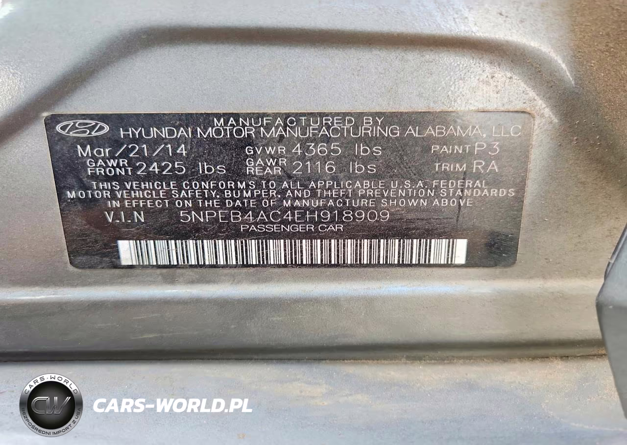 2014 Hyundai Sonata Gls VIN:5NPEB4AC4EH918909 - 12