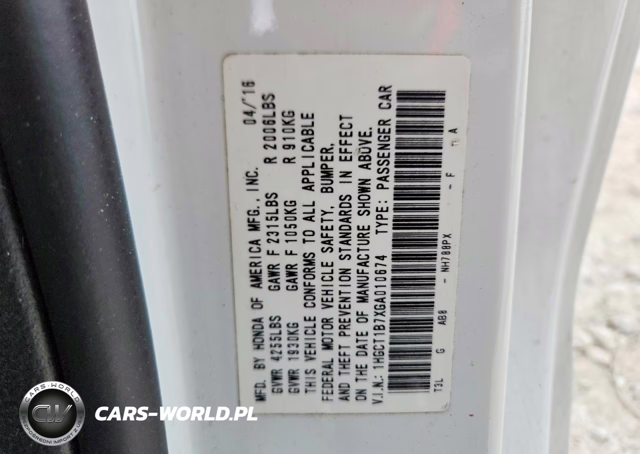 2016 Honda Accord Ex VIN:1HGCT1B7XGA010674 - 13