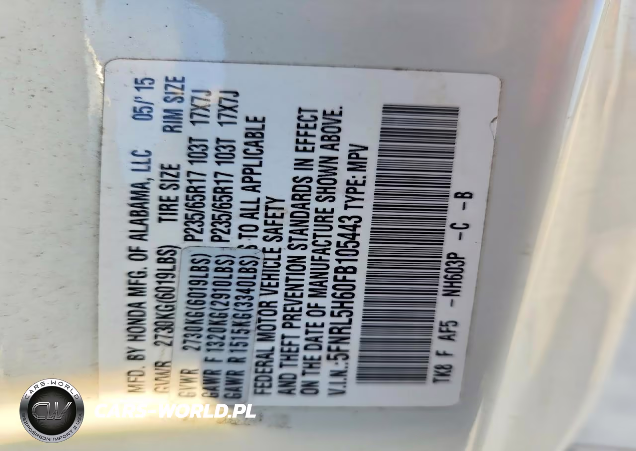 2015 Honda Odyssey Exl VIN:5FNRL5H60FB105443 - 13